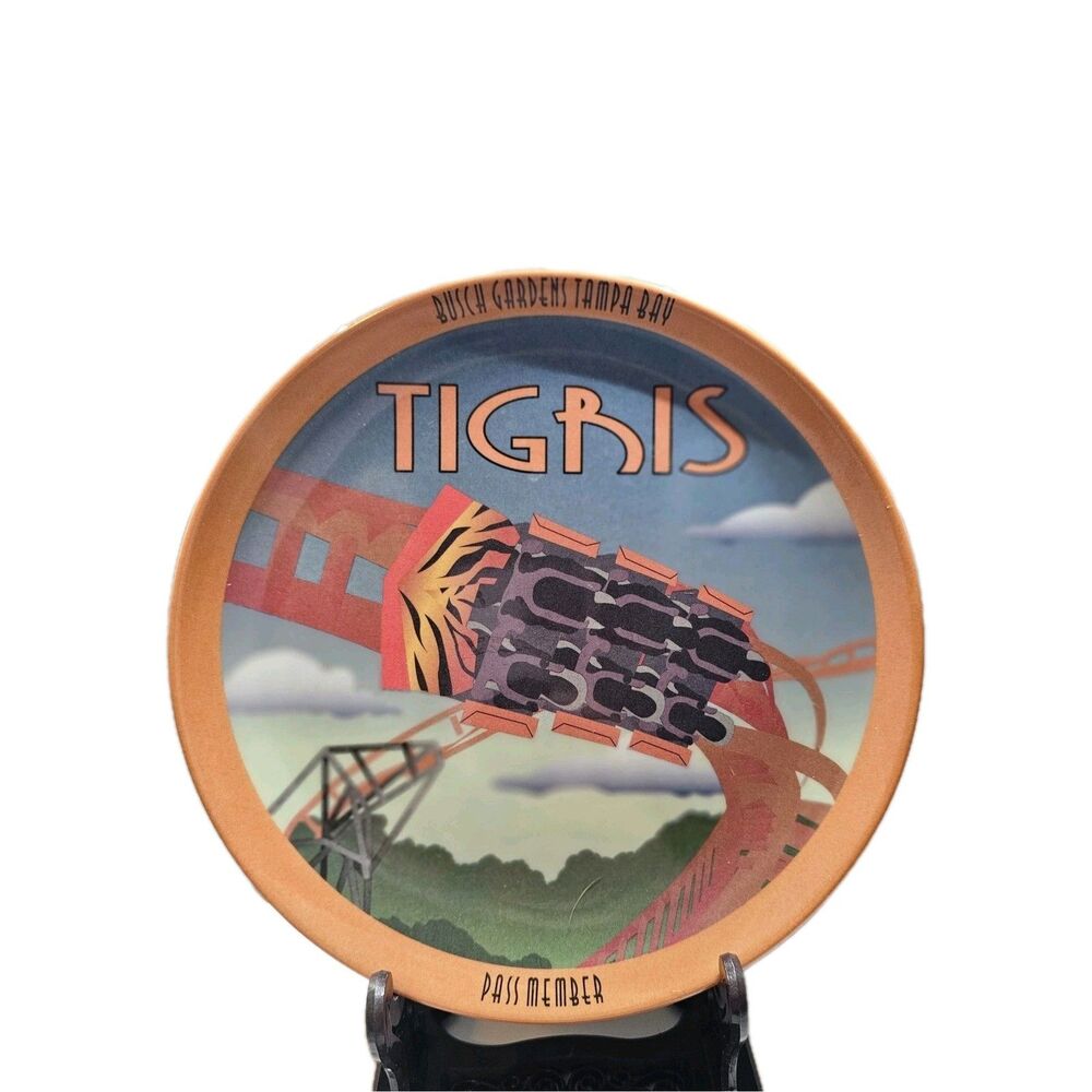 Busch Gardens Pass Member Collectible  Plate TIGRIS Roller Coaster NEW NWT